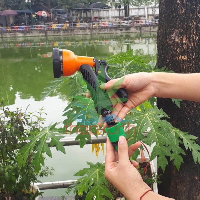 Bộ vòi xịt nước tưới cây, Rửa xe BDT-5212 Vòi nhựa 8 in 1 + 15m dây 16mm