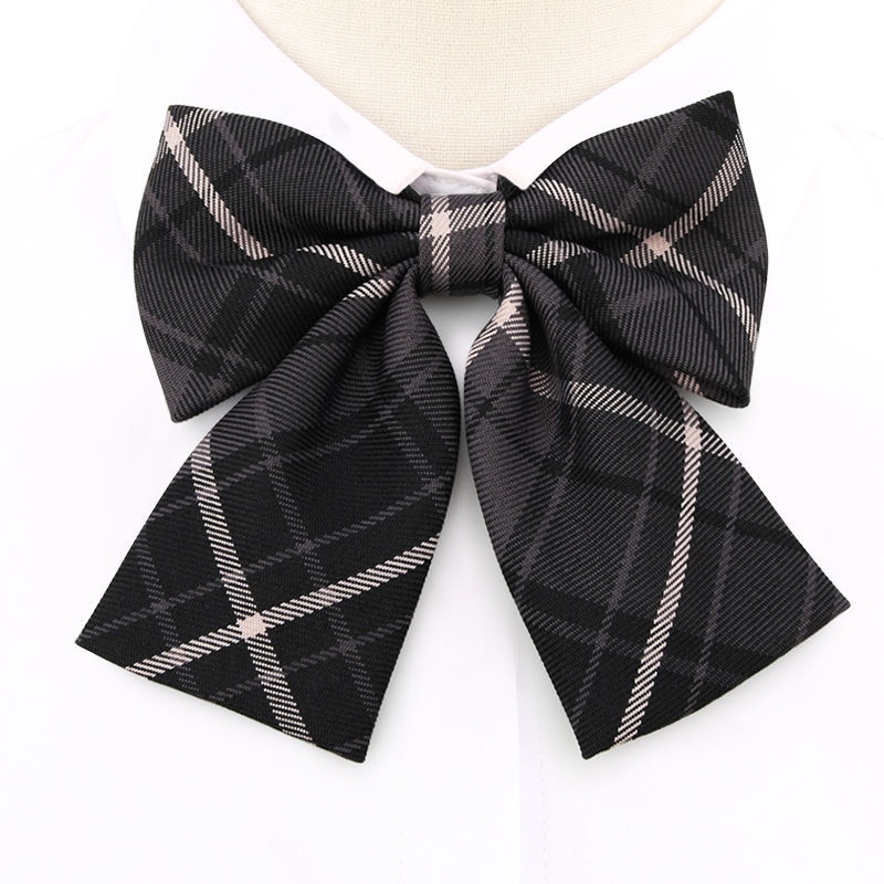 Cà Vạt Nơ Họa Tiết Sọc Caro Đen Phong Cách Nhật Bản Cho Nữ