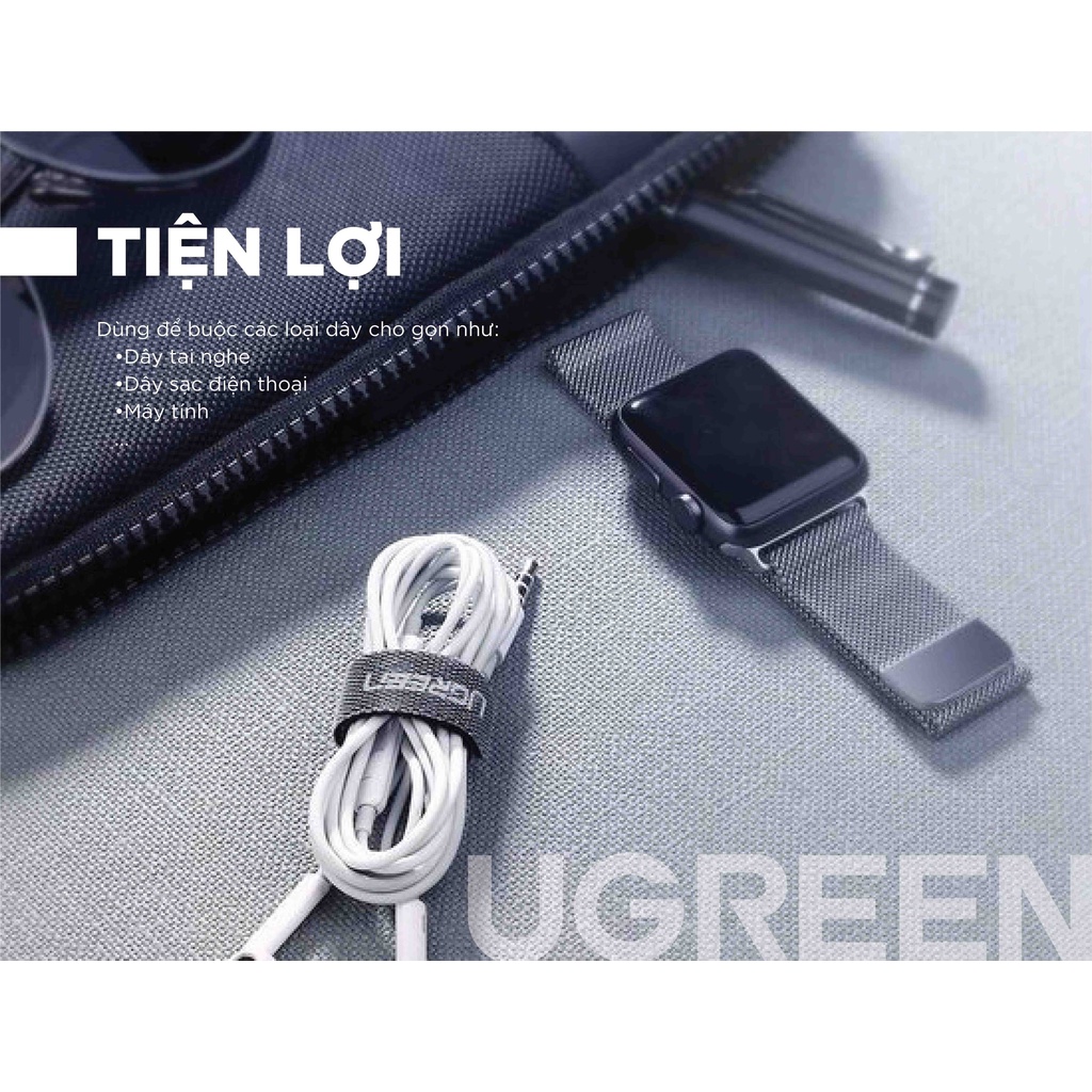 Dây dán tiện lợi UGREEN 50370 20245 Velcro làm gọn nhiều loại dây dài 14-18 cm