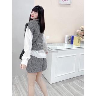 Set dạ lông ép 3 món mix sơ mi sang chảnh ( ảnh thật )