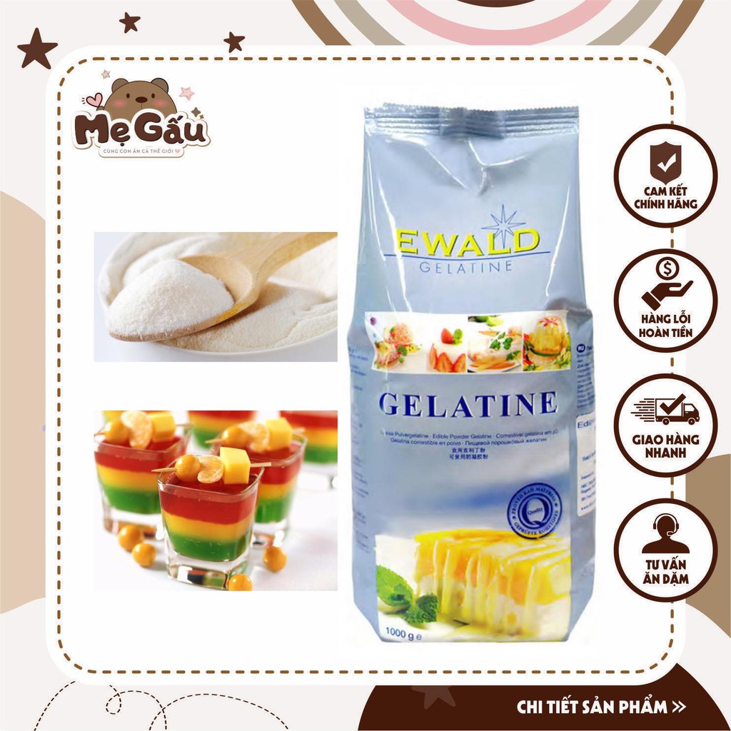 Gelatine Elwald Đức làm kẹo dẻo, pudding, thạch cho bé- cho bé từ 6m+