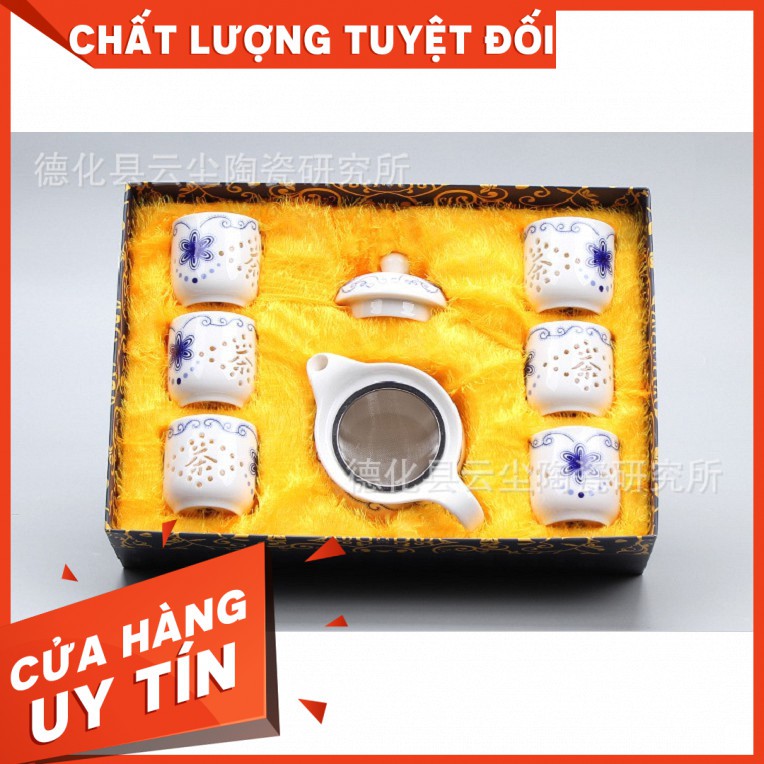 Bộ ấm trà bọc pha lê cao cấp