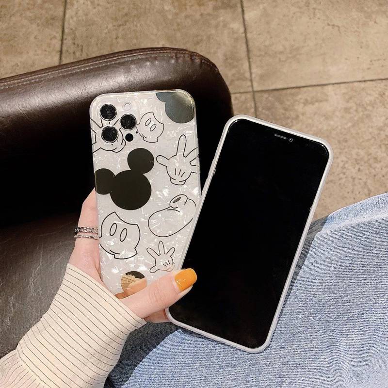 Ốp điện thoại bề mặt lung linh in hình Mickey cho Iphone 12 Pro Max / 11 Xs Xr 8p