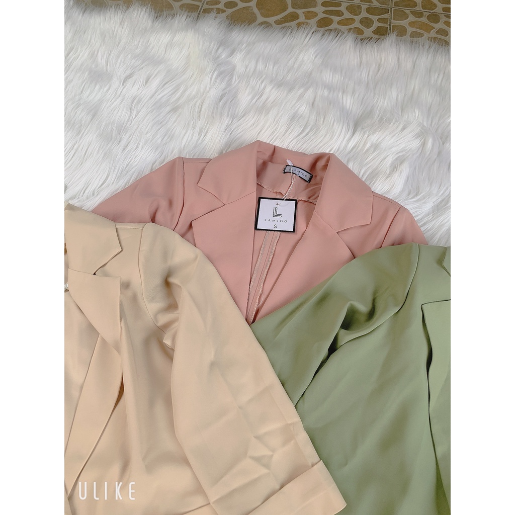 Áo blazer vest cúc bọc túi ốp tay lửng chất liệu mỏng mát mặc hè 095