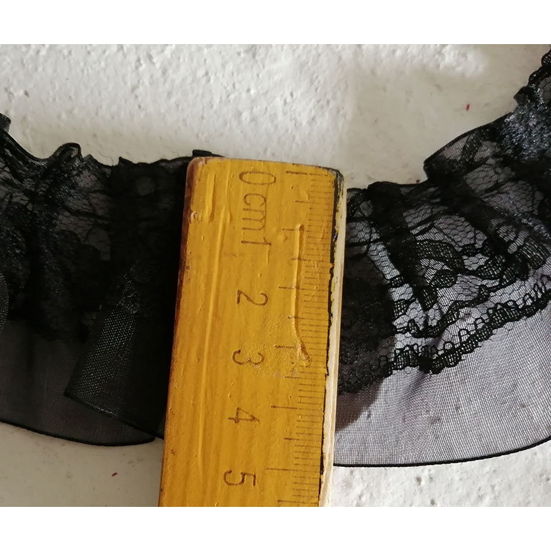 Dải ren lưới hai lớp màu đen/ trắng dài 1m dùng trang trí giường ngủ