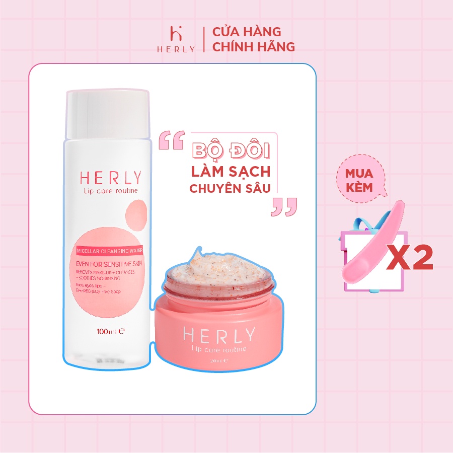 Bộ đôi làm sạch môi chuyên sâu: Micellar Cleansing Water 100ml + Lip Scrub 20ml [HLCB1]