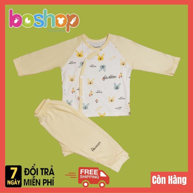 Bộ Quần Áo Dài Sơ Sinh AVA Vải Thun Lạnh Pha Tay