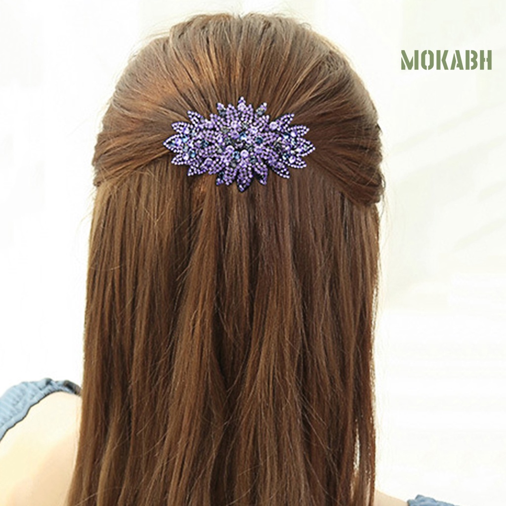 Kẹp Tóc Hình Hoa Đính Đá Lấp Lánh Sang Trọng Chống Trượt