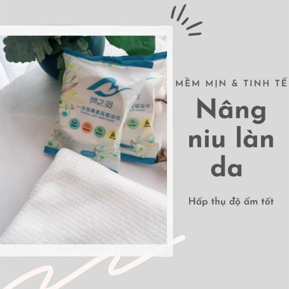 Khăn tắm viên nén du lịch (70x140cm) dùng một lần, Khăn tắm cotton tiện lợi