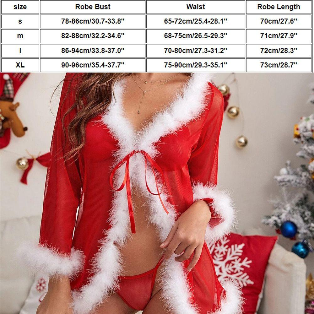 NIUYOU Đồ Ngủ Giáng Sinh Cổ Chữ V Xuyên Thấu Gợi Cảm