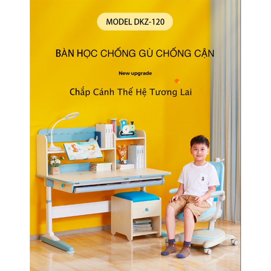 BÀN HỌC THÔNG MINH CHỐNG GÙ, CHỐNG CẬN CAYABE CB-DK120 DÀI 120 CM CHO BÉ MÀU XANH