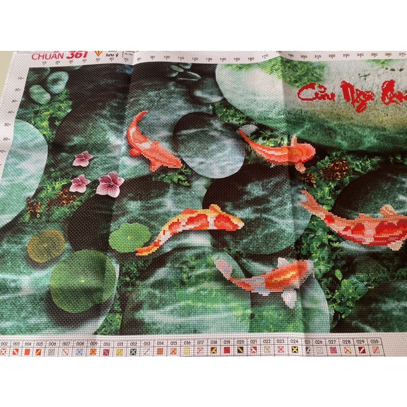 Tranh thêu chữ thập cá Cửu Ngư Quần Hội 3D AIluo AL53596 |123x52cm| chưa thêu