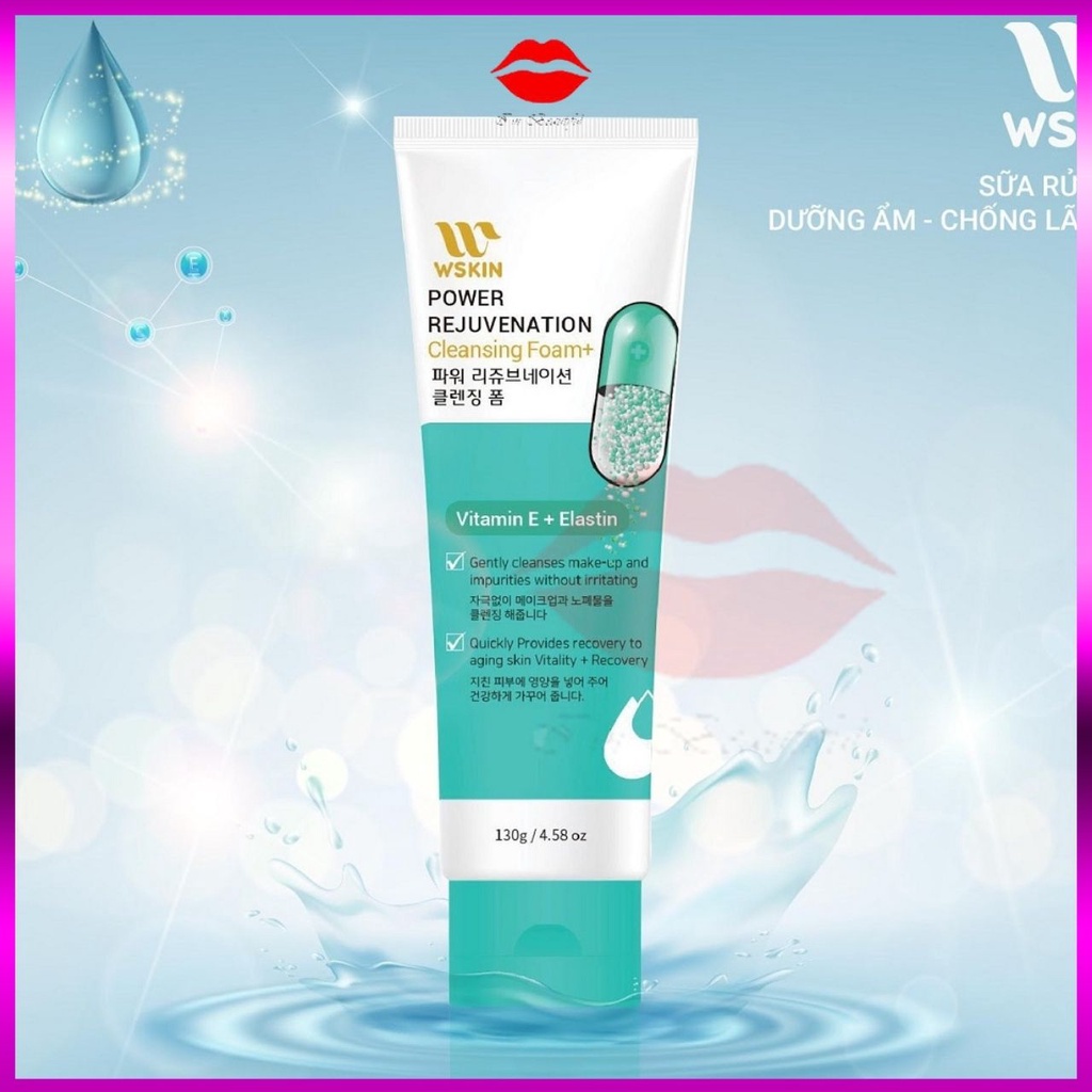 Sữa rửa mặt dịu nhẹ cho da khô da hỗn hợp dưỡng ẩm chống lão hóa Wskin Power Rejuvenation Cleansing 