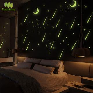 Sticker Dán Tường Hình Ngôi Sao Và Mặt Trăng Dạ Quang