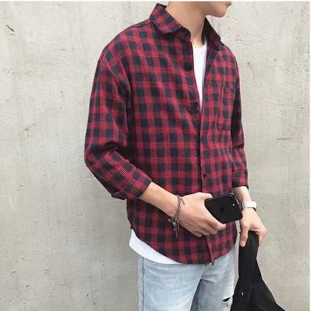 Áo đã được kiểm tra nam nữ  ao sơ mi nam thời trang Hàn Quốc sơ mi nam dài tay Simple đẹp áo sơ mi ca rô nam