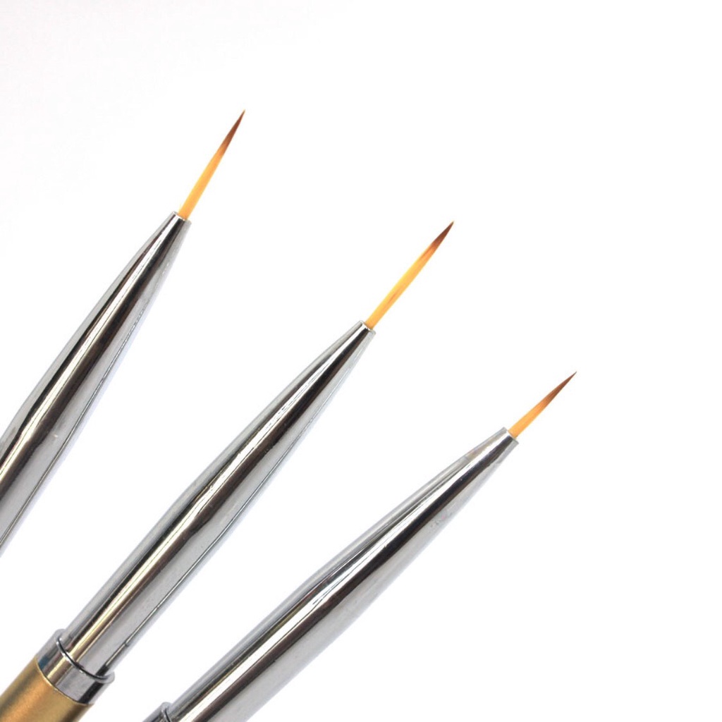 Bộ Cọ Nét Nail 3 Cây Cán Gỗ Nét Nhỏ Mảnh Dài Vẽ Móng Chuyên Dụng