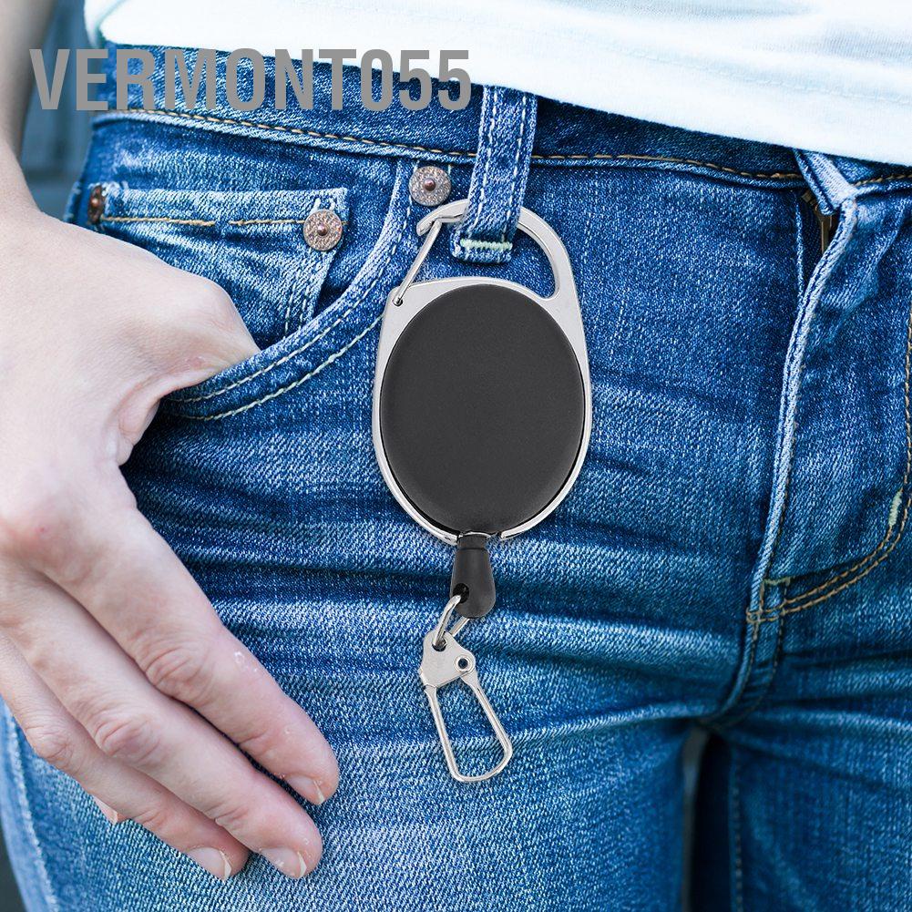 Vermont055 Outdoor Retractable Wire Keychain Anti-theft Anti-lost Key Ring Camping Tools Carabiner