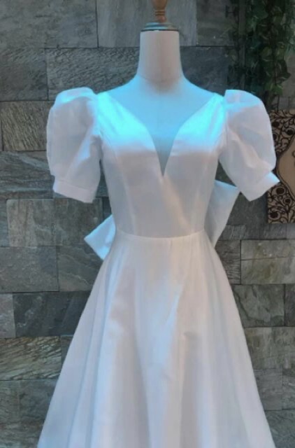 Đầm maxi trắng dạ hội tay phồng đuôi dài, váy cô dâu sang trọng | BigBuy360 - bigbuy360.vn