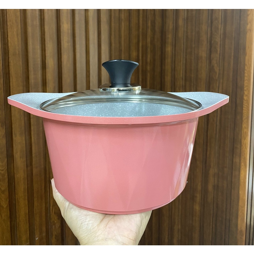 Nồi đúc ceramic vân đá đáy từ chống dính 18cm Green Cook GCS02 size 18-20-24 cm công nghệ Hàn Quốc