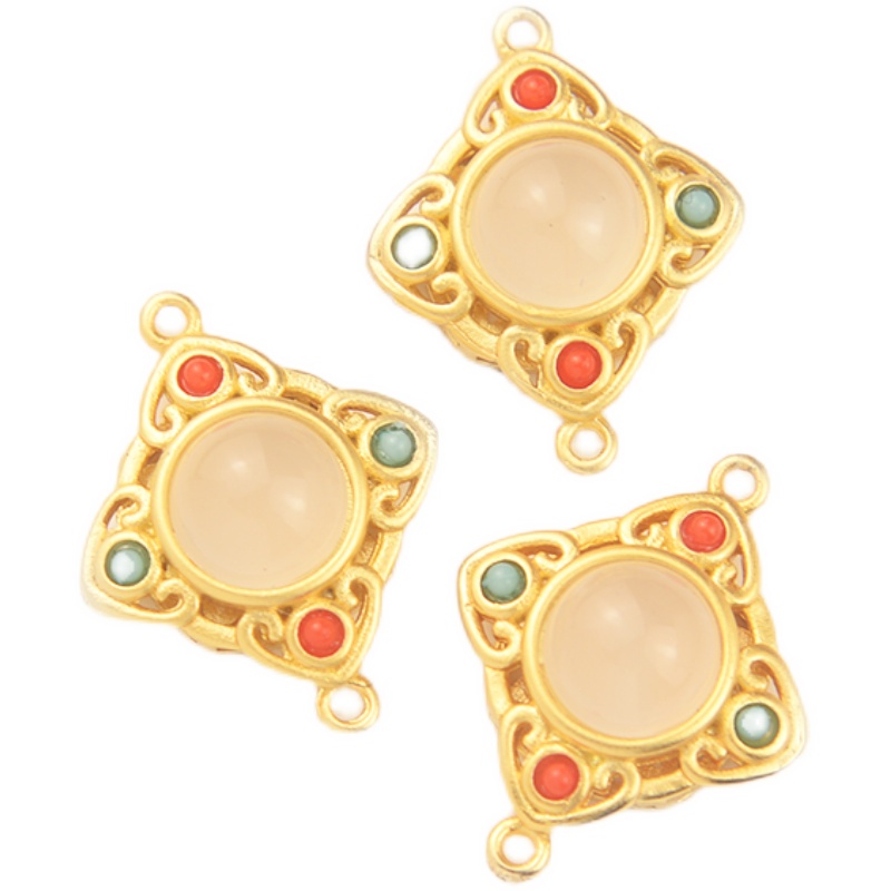 Mặt Dây Chuyền Đôi Bằng Vàng Cát Phong Cách Nepal Nhiều Màu Sắc diy