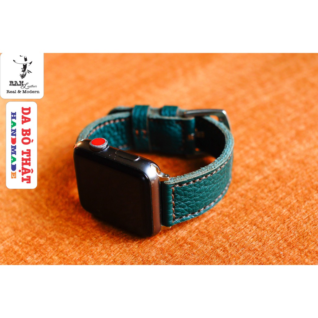 Dây đồng hồ da bò thật mill hạt xanh rêu Ram classic 1984 mới - RAM Leather