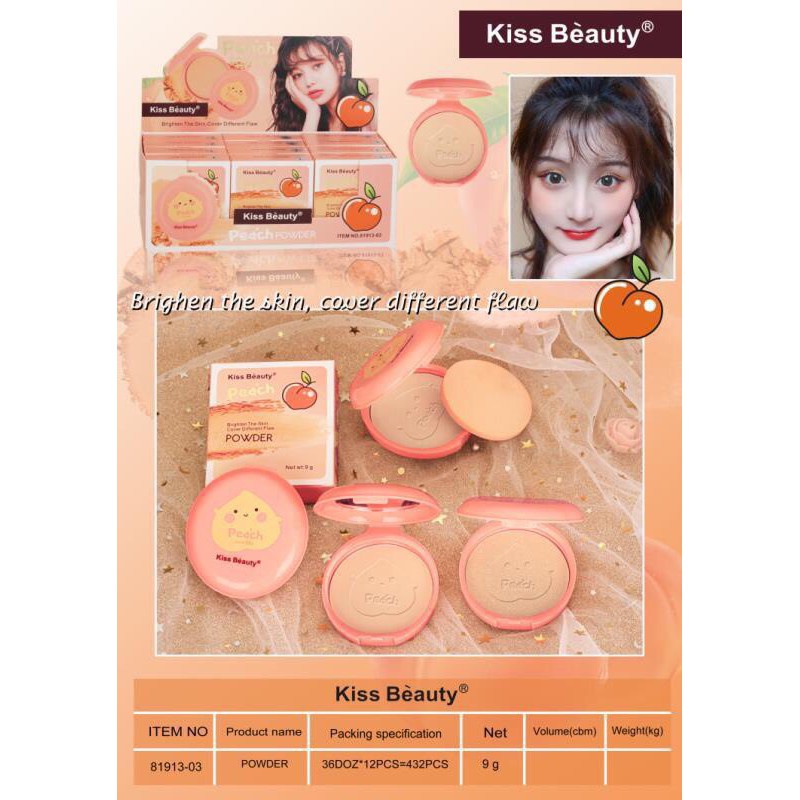 Ảnh thật  ☘️ Phấn nền Quả Đào Peach Powder Kiss Beauty Chính Hãng Nội Địa