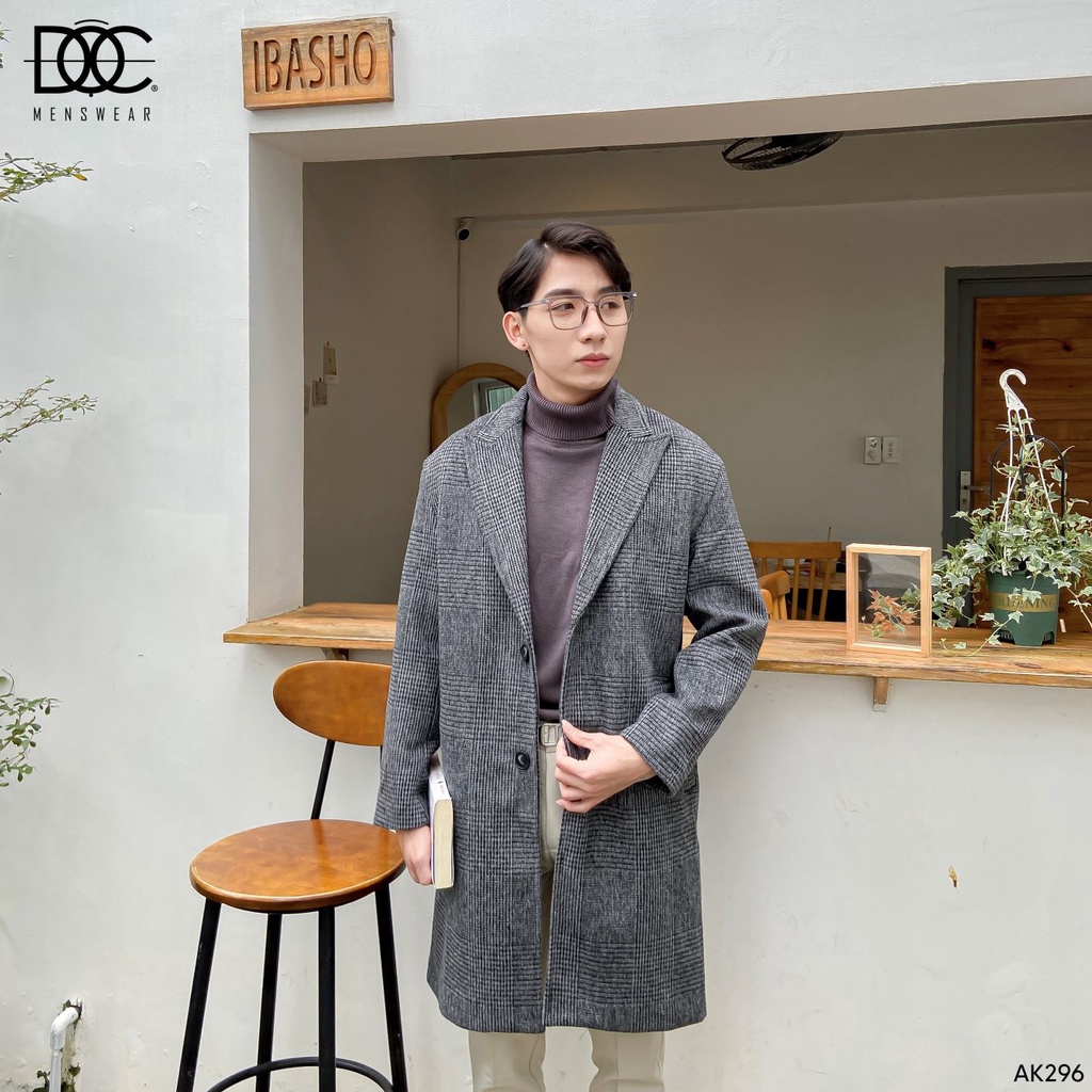 Áo Măng Tô Dạ kẻ caro cao cấp - AK296