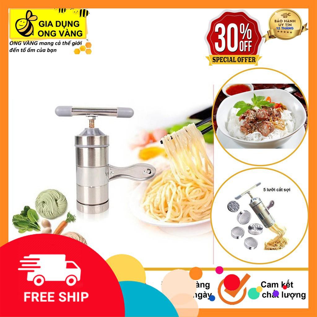 Free Ship Máy Làm Bún, Mỳ Tươi Tại Nhà Bằng Inox, Tặng Kèm Bộ 5 Size Bún