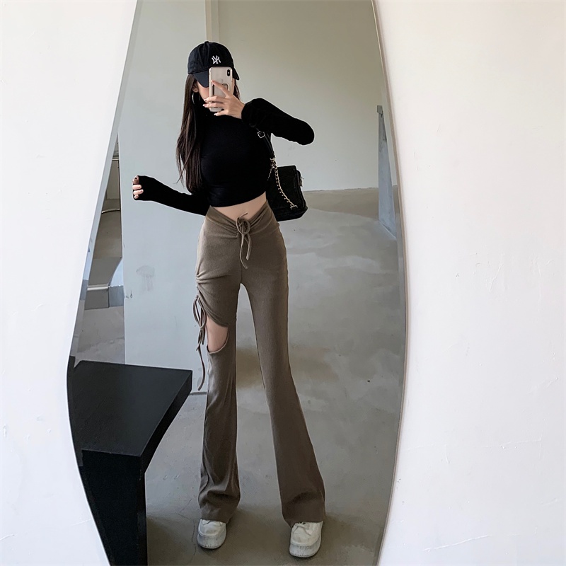 Quần ống loe cạp cao legging dáng dài thời trang Becky