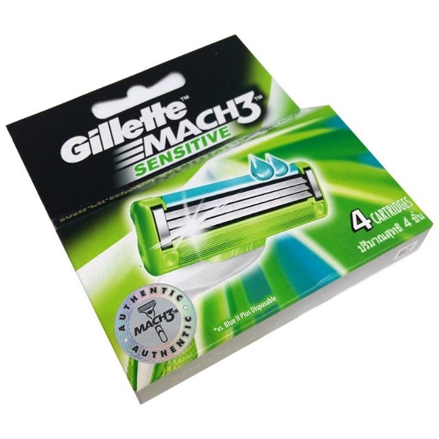 Hộp 4 Lưỡi dao cạo Gillette Mach3 Sensitive MẪU MỚI