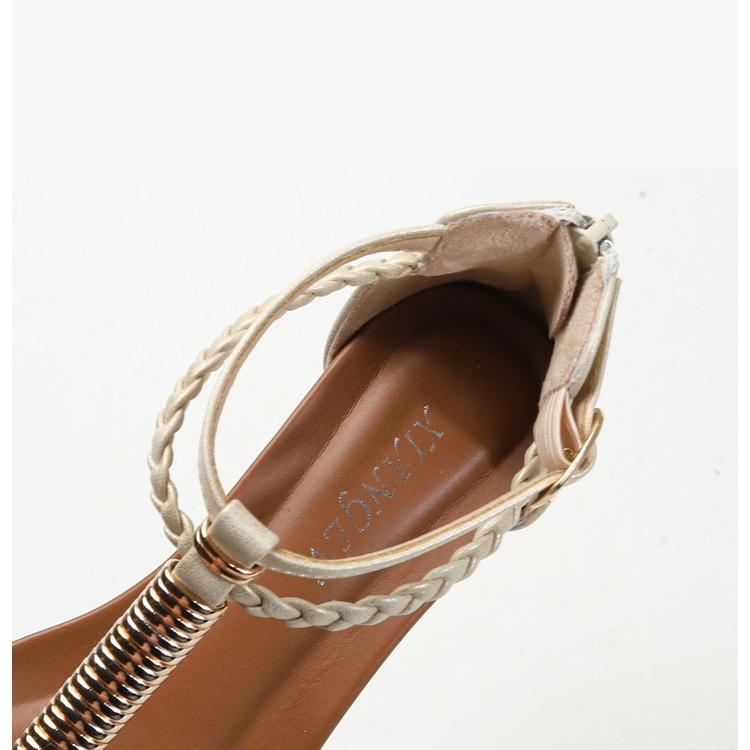 Giày sandal cổ cao, quai thắt kiểu bện thừng đế xuồng 4.5cm
