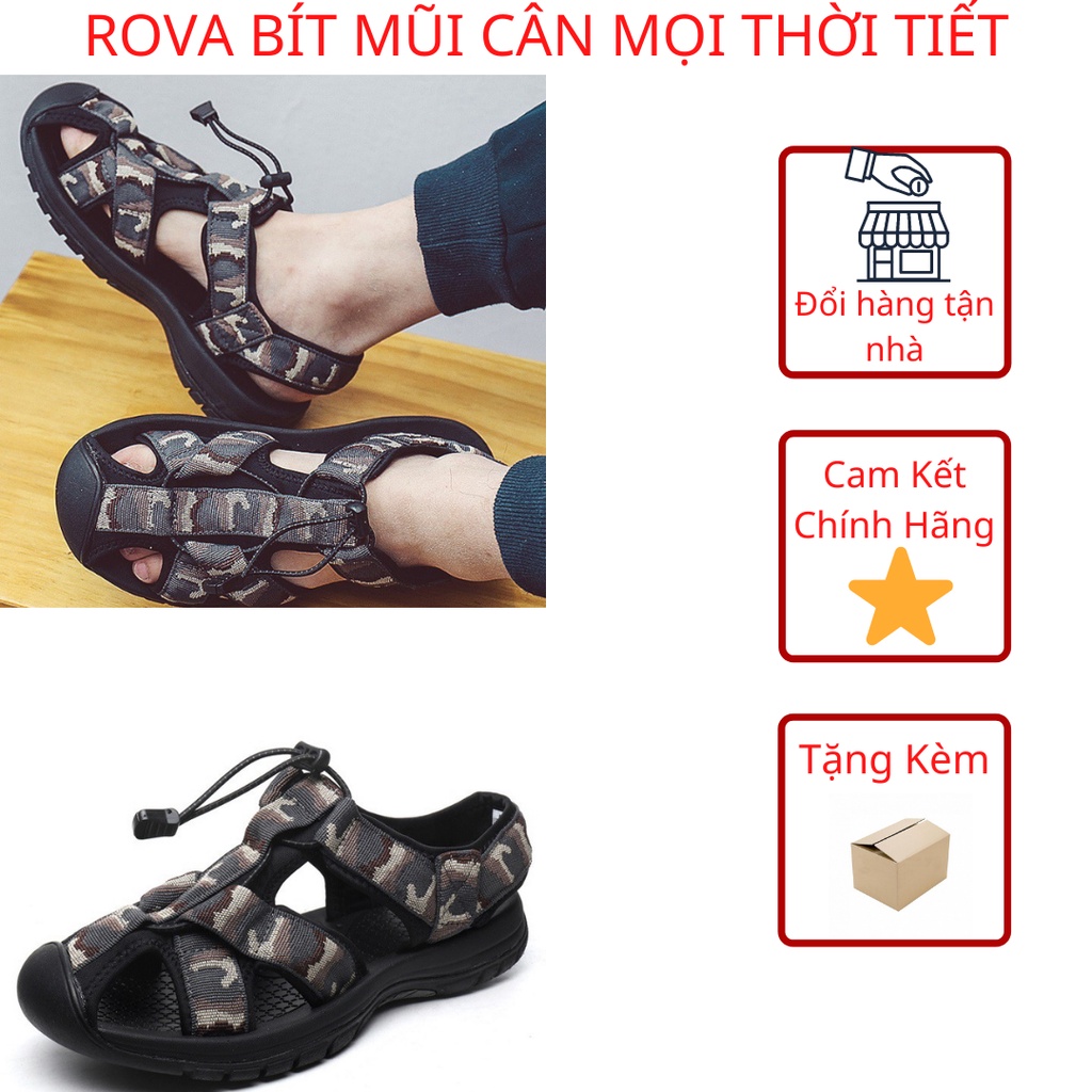 Giày Sandal Rọ Mũi Nam Dùng Đi Phượt Leo Núi Chạy Xe Đạp Sandal Bít Mũi Nam Big Size RV626XL