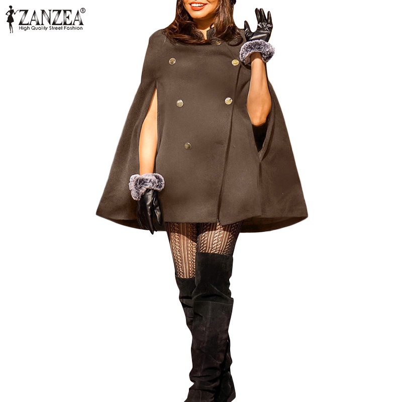 Áo khoác ZANZEA dáng rộng có khuy phong cách cổ điển thời trang mùa đông thanh lịch cho nữ