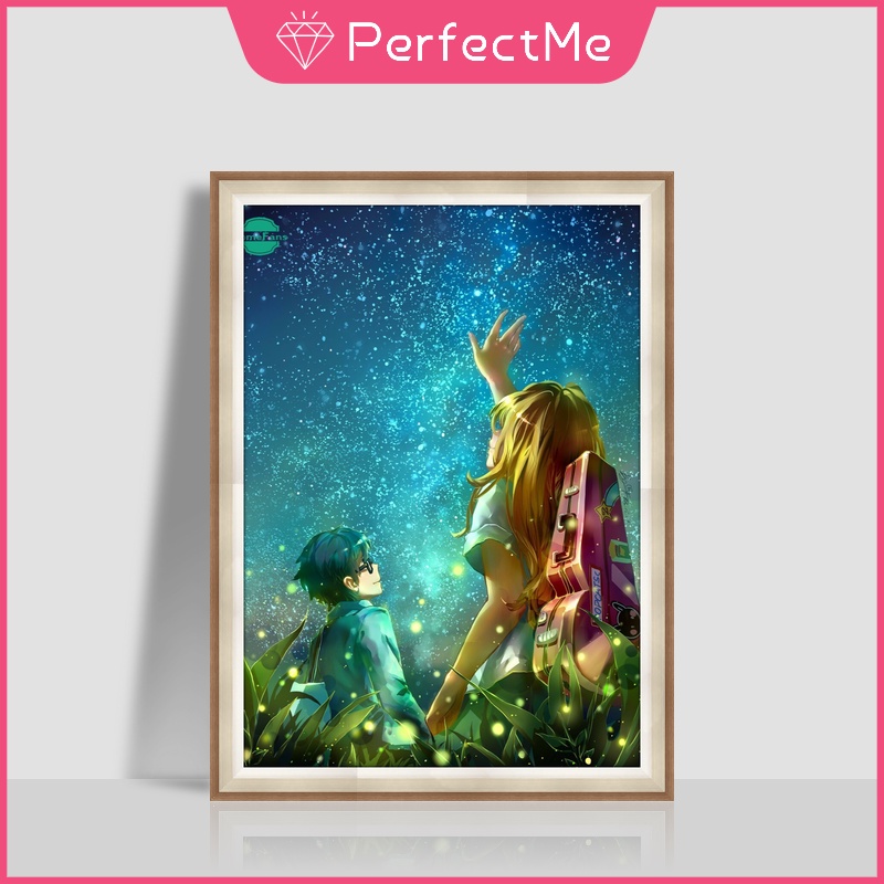 Bộ Tranh Đính Đá 5d Họa Tiết Hoạt Hình Your Lie in April Độc Đáo Kích Thước 30x40cm5d DIY Dùng Trang Trí