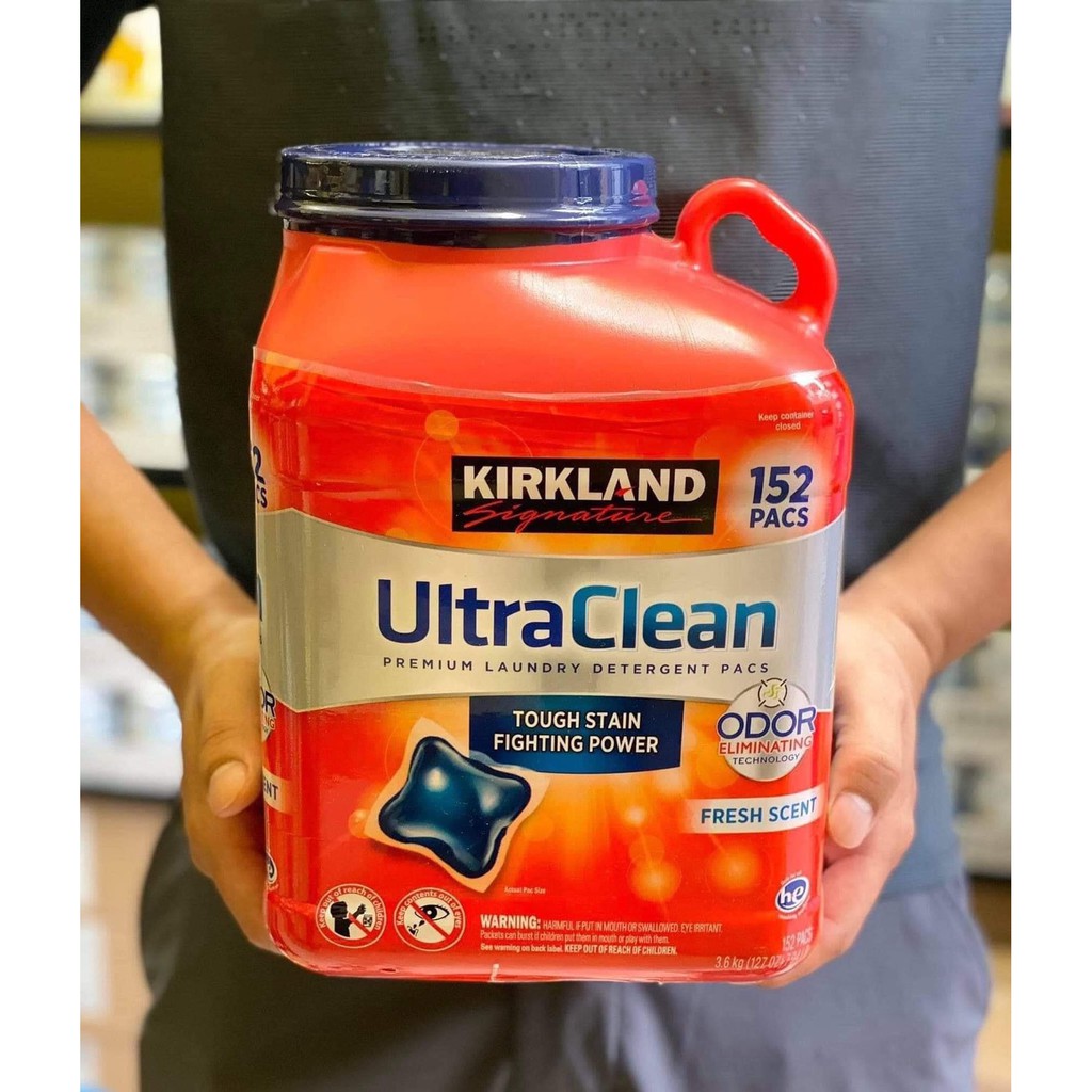 Viên giặt trắng sáng Kirkland Ultra Clean 152 viên.