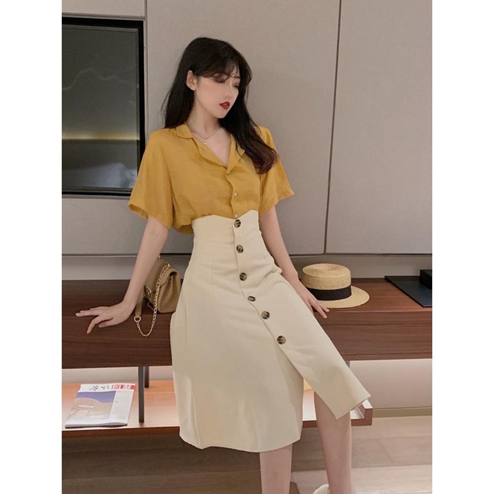 Set áo và chân váy UIOWOO thời trang mùa hè phong cách cổ điển pháp mới cho nữ