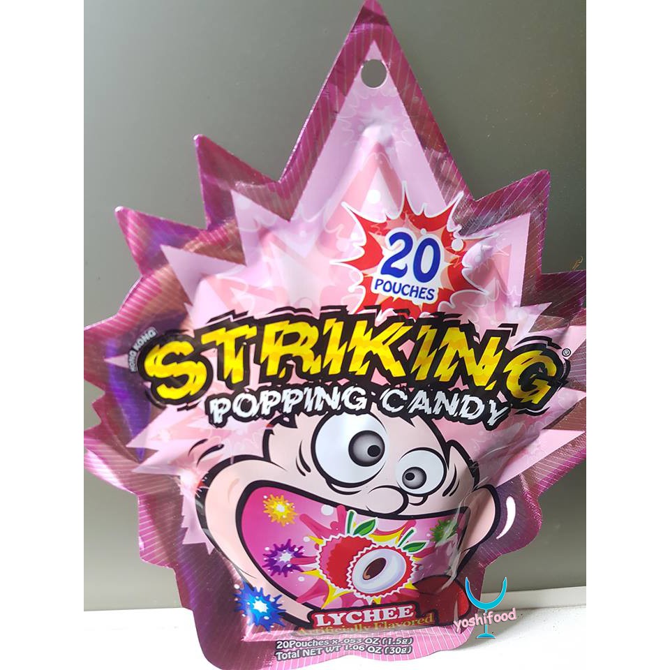 [10 Vị] Kẹo Nổ Vị Trái Cây Striking Popping Candy 30gr - Hong Kong