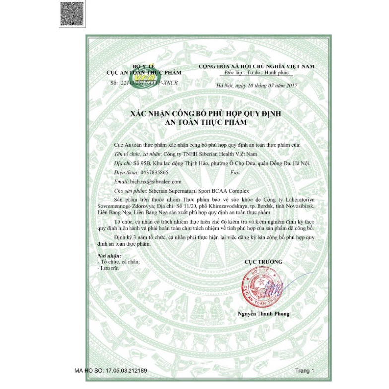 Siberian supernatural sport BCAA Complex – 120 viên/lọ