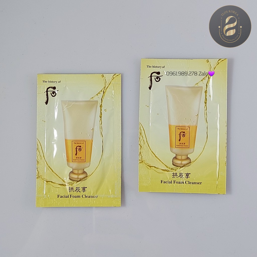 Gói Sữa Rửa Mặt Whoo Vàng Đông Y Hoàng Cung Facial Foam Cleanser Gói Sample 2Ml
