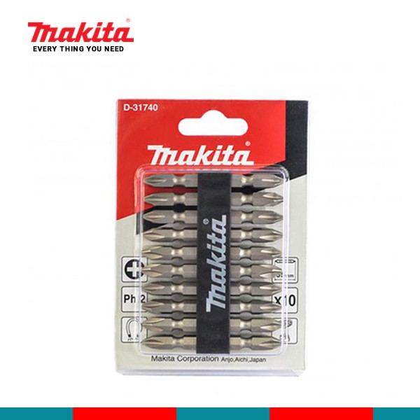 Bộ mũi vặn vít 2 đầu 10 cái Makita (mã sản phẩm: D-31740) | Phụ kiện Makita chính hãng