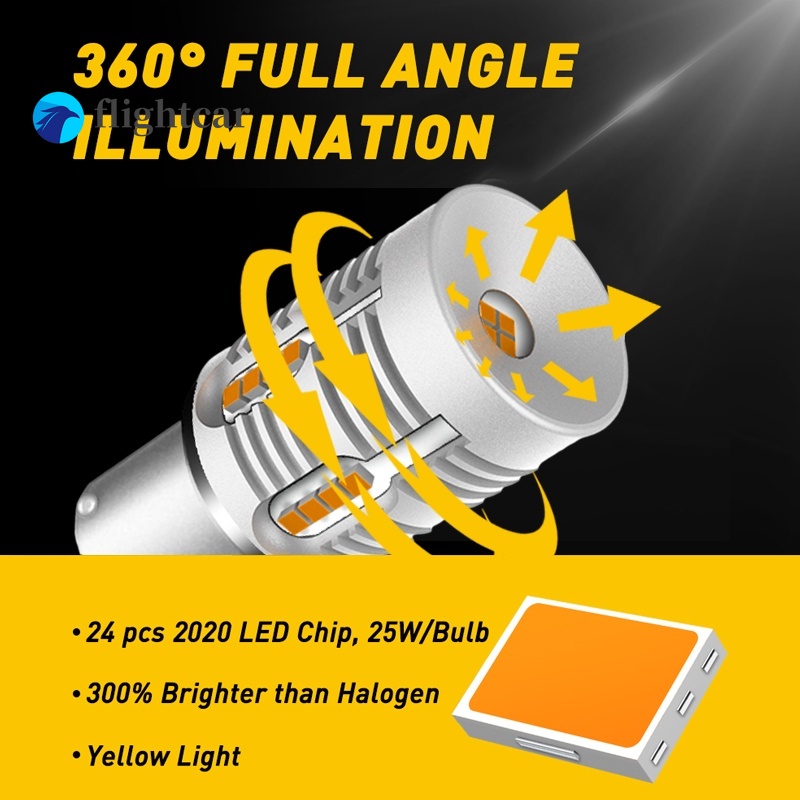 Chip tín hiệu 24Smd2020 Bau15S Py21W P21W 1156 Led T20 7440 7440Na Wy21W No Flash Amber