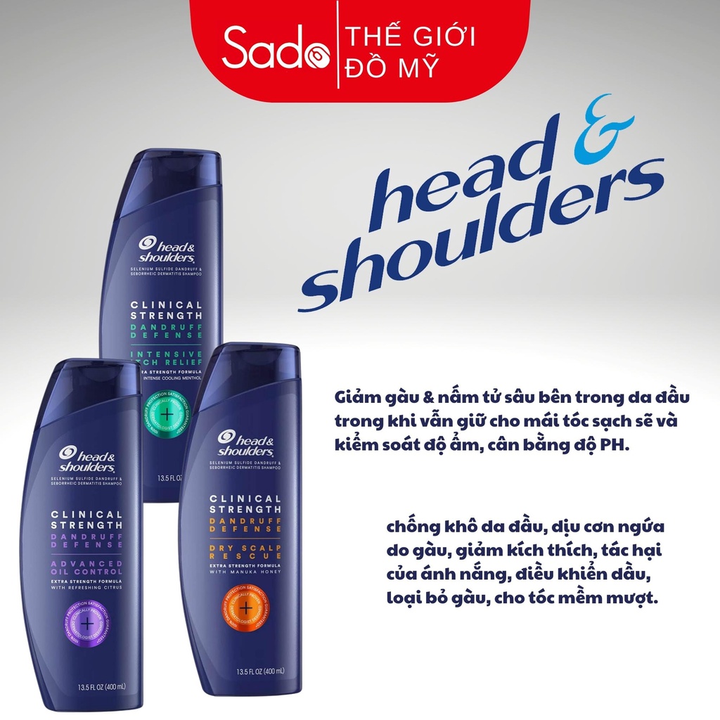 Dầu Gội Head & Shoulders Clinical Strength Sạch Gàu Giúp Tóc Mềm Mượt 400ml