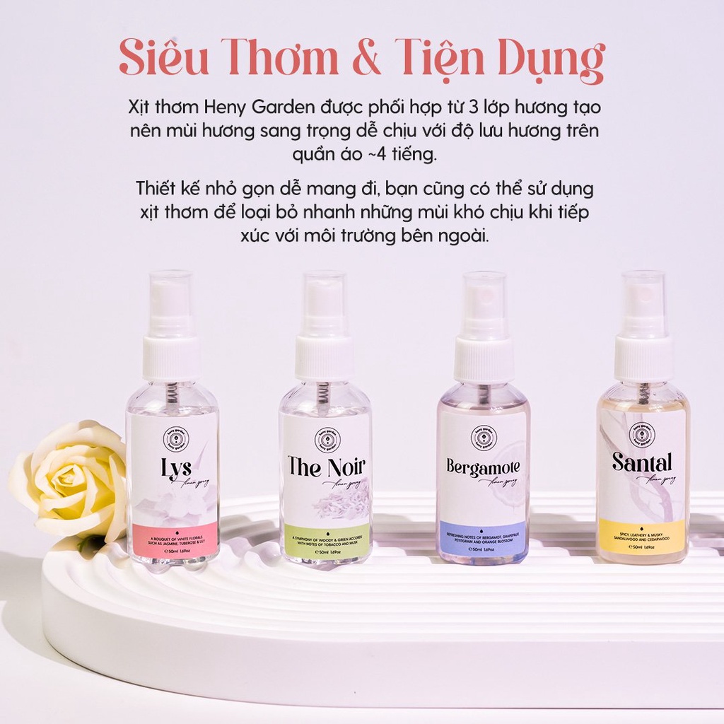 Xịt Thơm Quần Áo Hương Nước Hoa Heny Garden 50mL