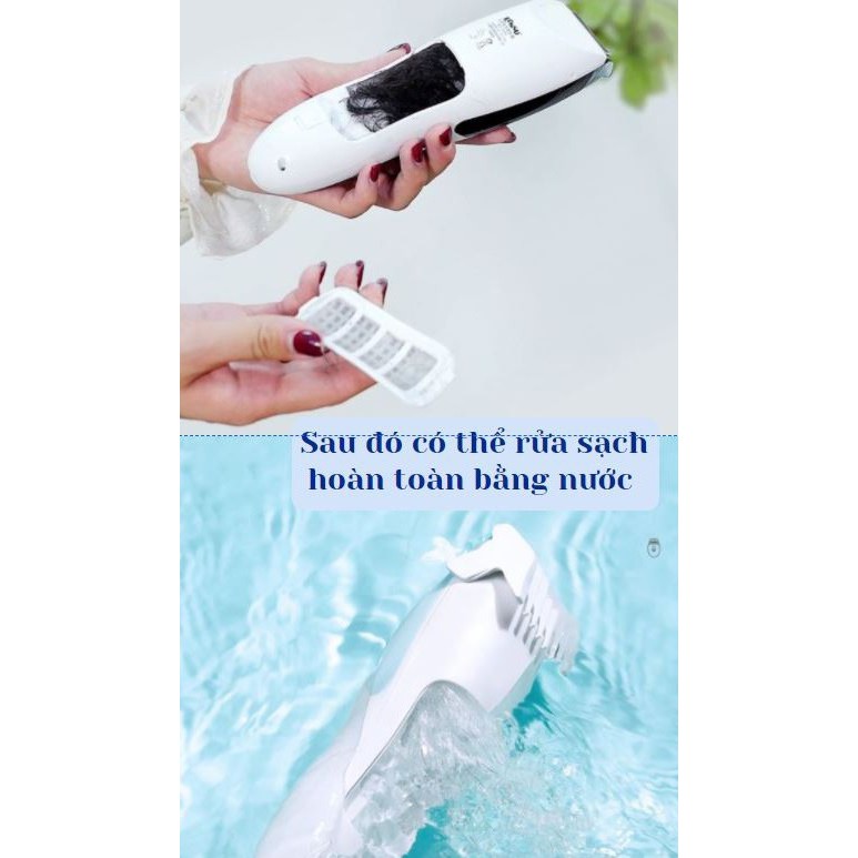 Tông Đơ Cắt Tóc Cho Bé ENSSUN - Cắt Nhanh, Tự Động Hút Tóc, Rung Nhẹ, Chống Ôn, Chống Nước. Chính Hãng- BH 12 Tháng