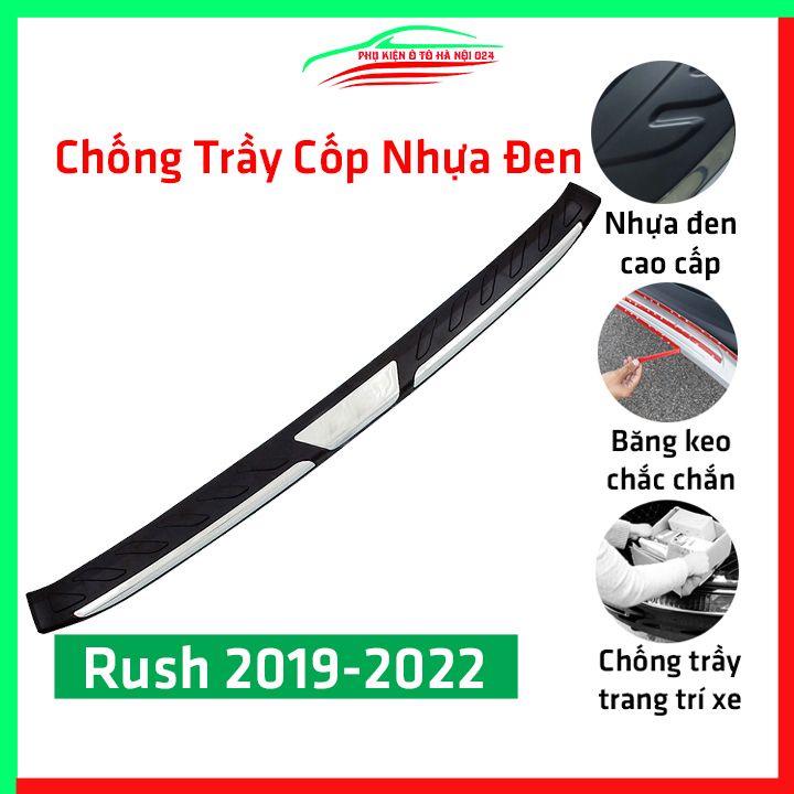 Ốp chống trầy cốp ngoài nhựa đen Rush 2019 2020 hàng loại 1 dán cốp sau chống xước trang trí xe