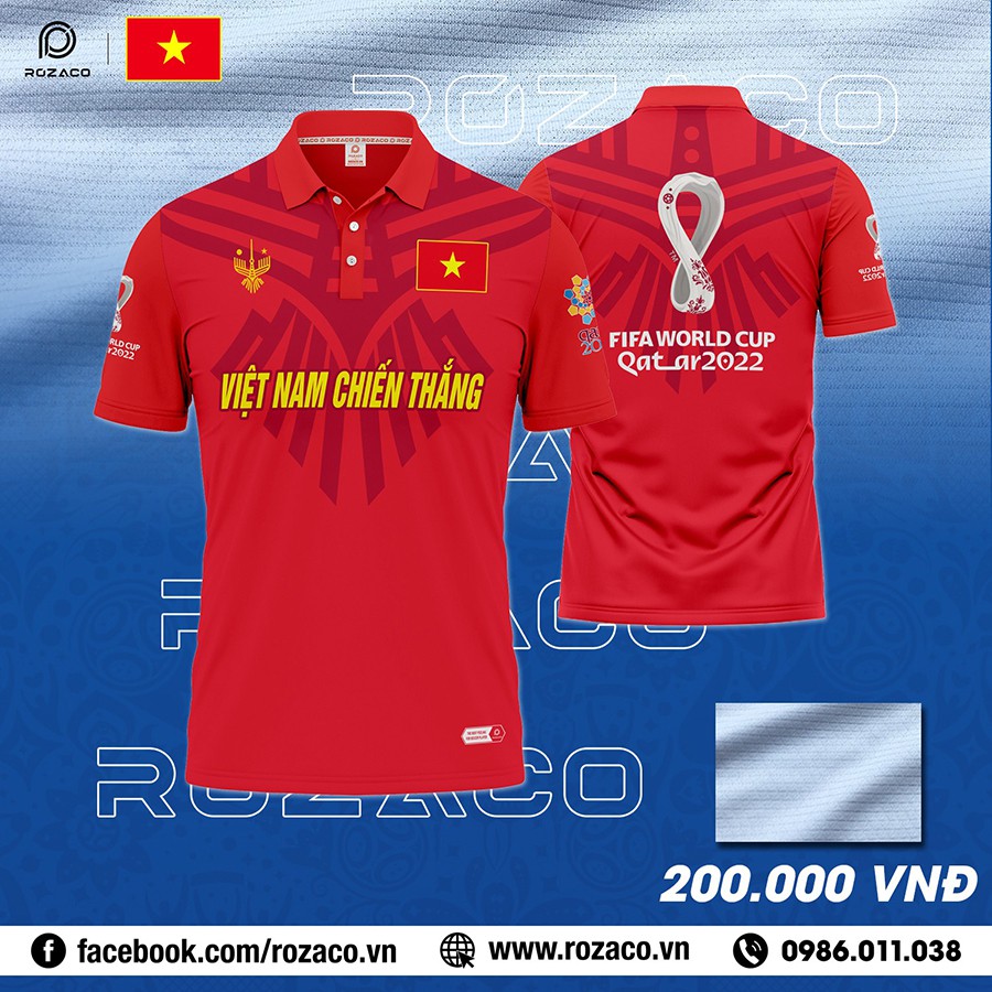 Áo cổ trụ cổ vũ Đội Tuyển Việt Nam tham dự Word Cup 2022