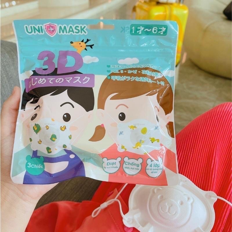 Khẩu trang cho bé Uni, TuTi Kids Masks Thịnh Phát túi 3 chiếc