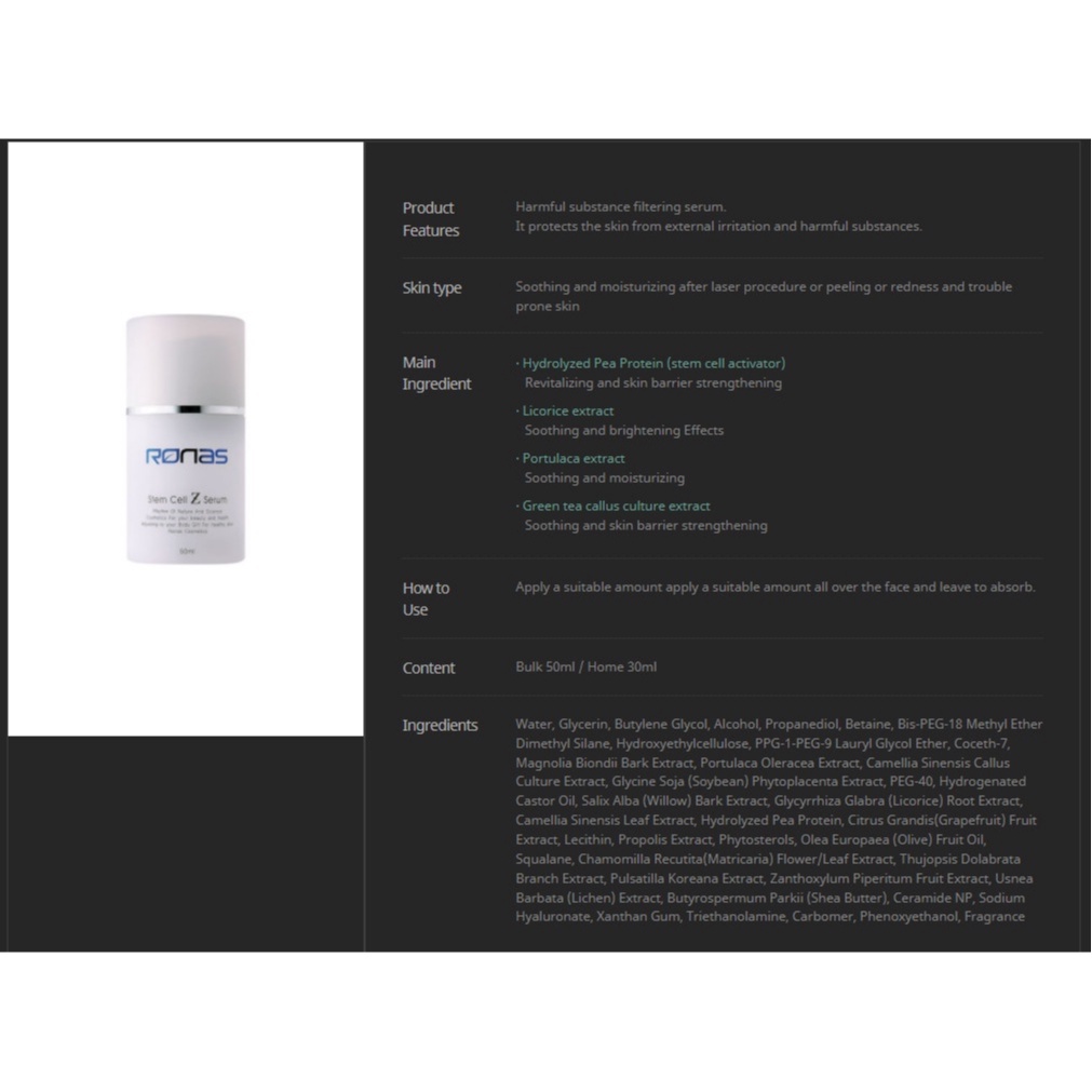 Serum Tế Bào Gốc Ronas Stem Cell Z Serum 50ml