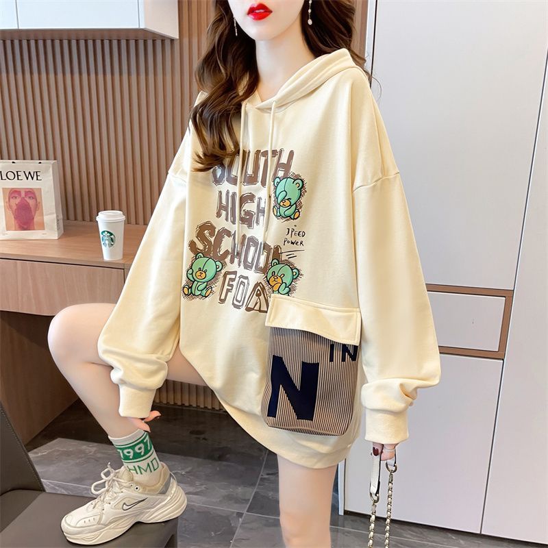 Áo sweater Chui Đầu Phối Túi In Hoạt Hình Gấu Kiểu retro Thời Trang Mùa Thu Cho Học Sinh