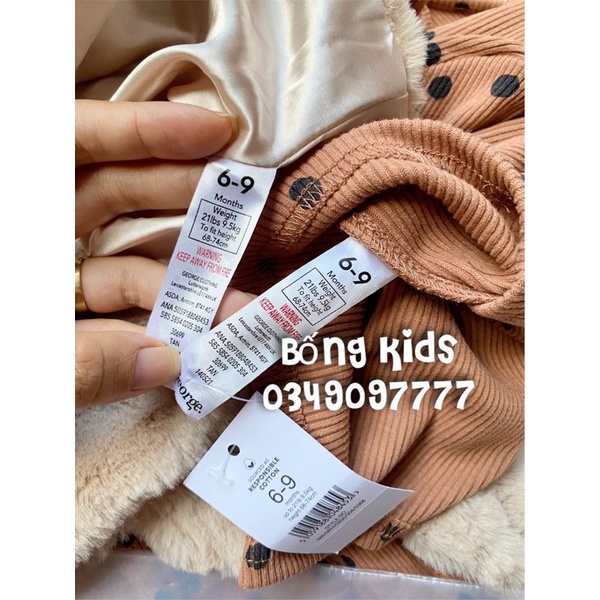 Set Váy Thu Bé Gái Kèm Gile Lông Chấm Nâu Cam Grg